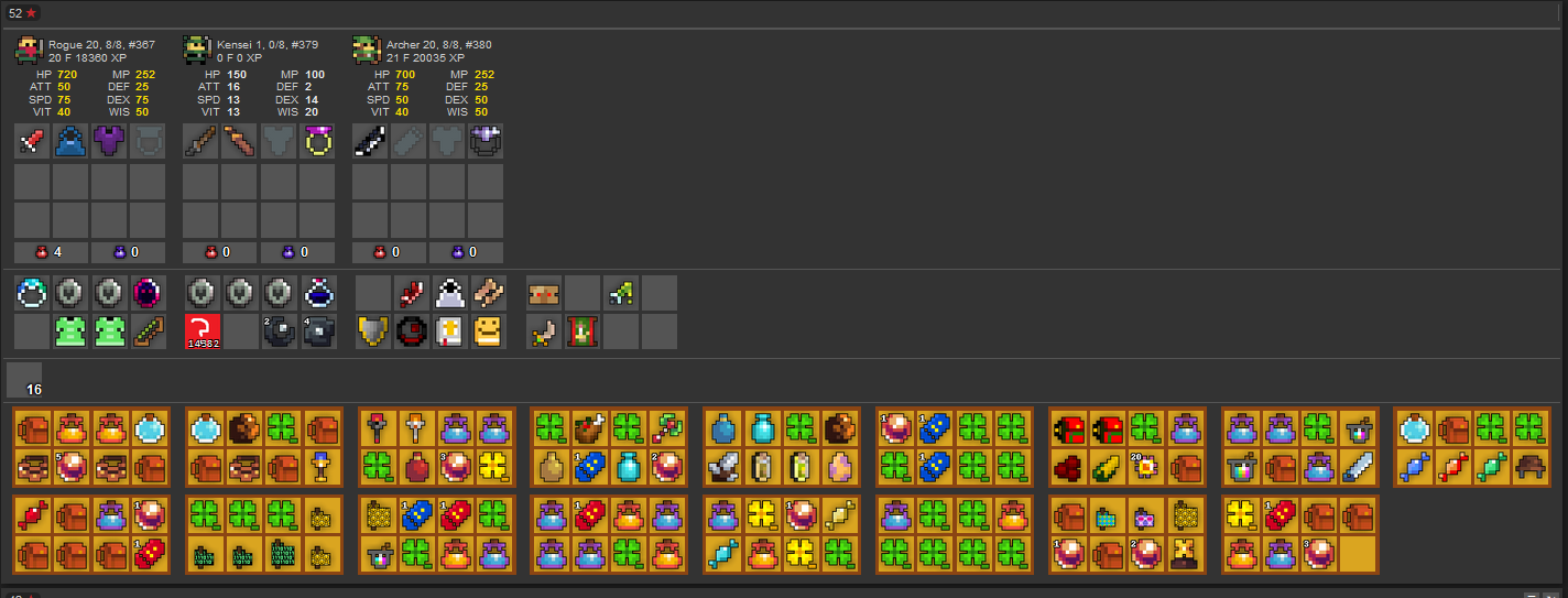 Buy Rotmg Account Archer 20, 8/8 + Legendary Pet MH89, H85, El70